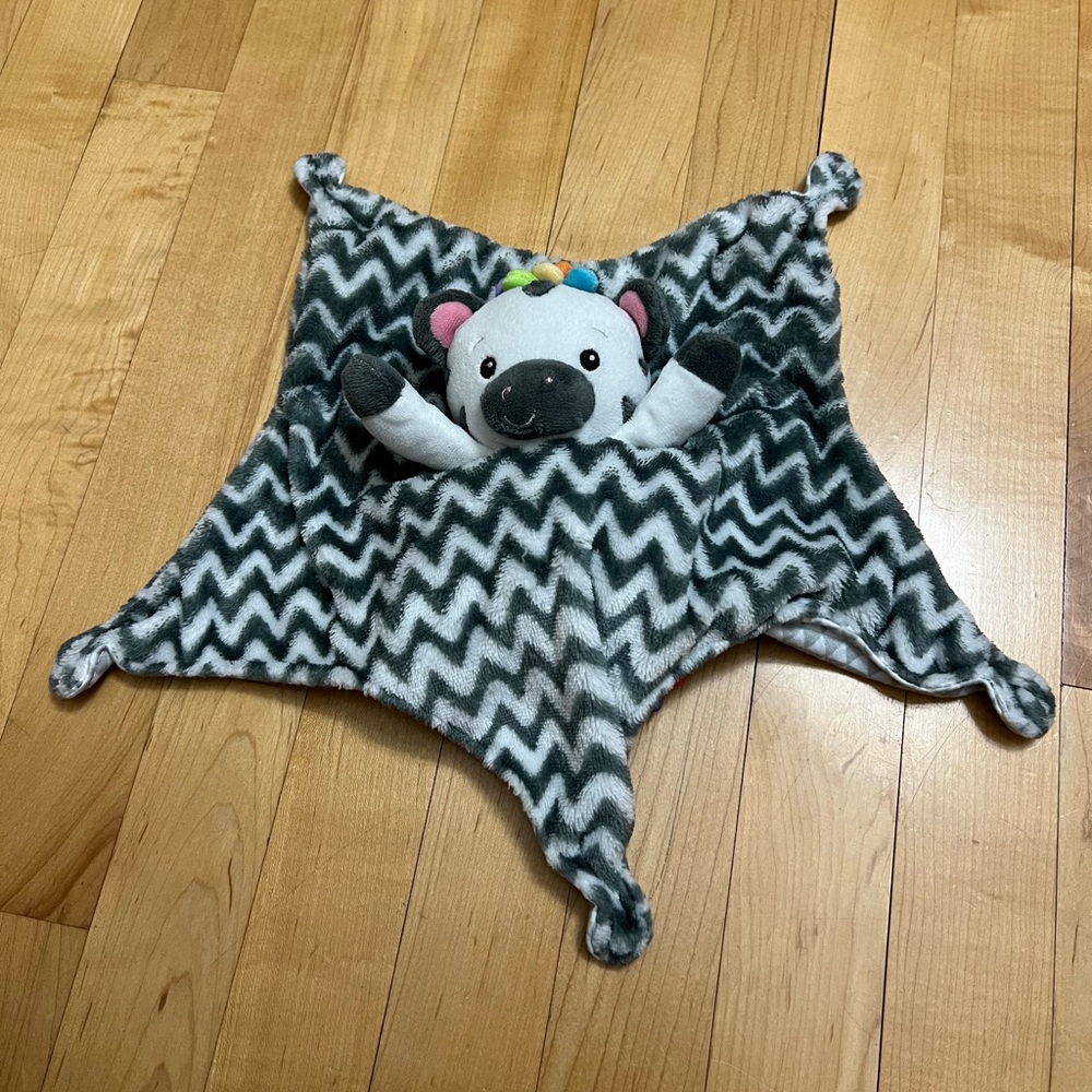 Baby Einstein Peekaboo Zebra Blanket Sensory Plush Lovey Activity Soft Knot